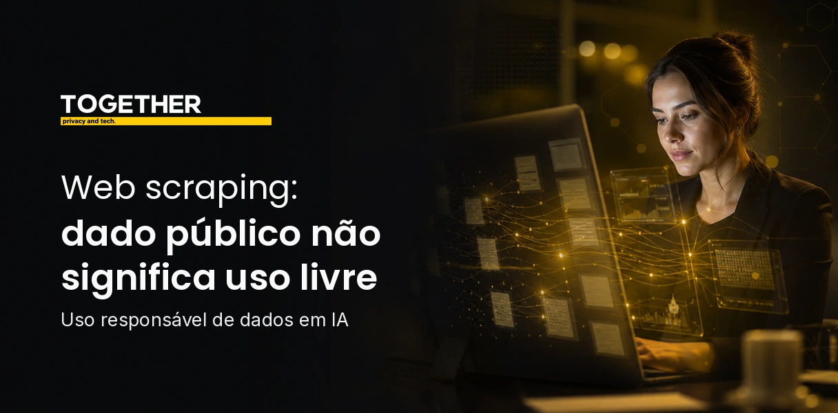 Equipe avaliando web scraping para uso responsável de dados públicos em IA.