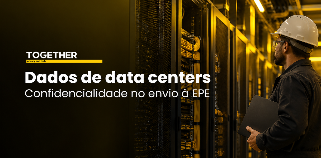 Equipe de infraestrutura e energia preparando dados de data centers para envio seguro à EPE, sem telas ou documentos legíveis.