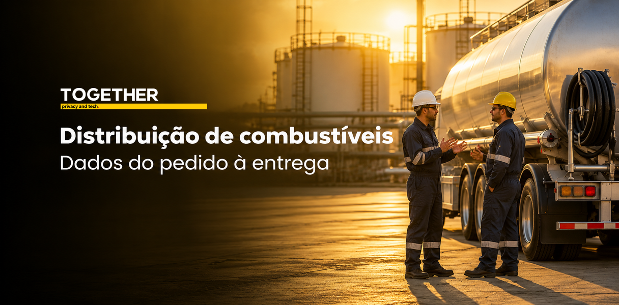 Motorista e recebedor em uma entrega de distribuidoras de combustíveis.