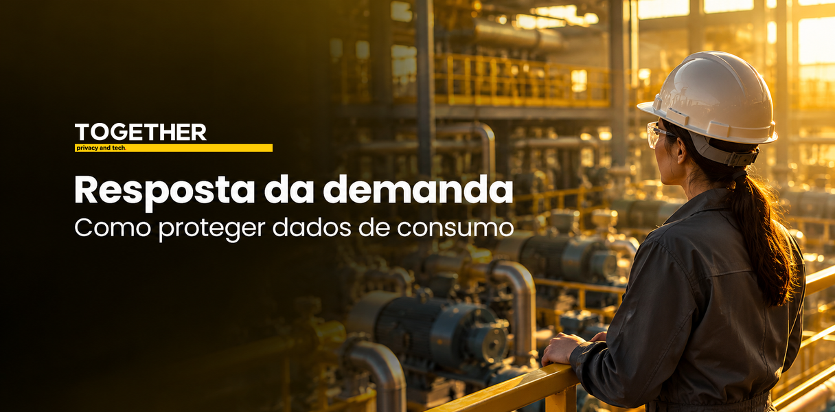 Gestores de energia revisando dados de consumo em um programa de resposta da demanda, sem gráficos ou números legíveis.
