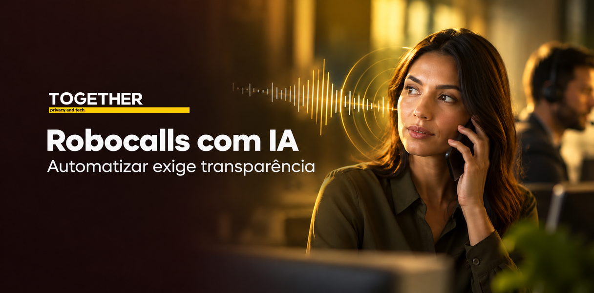 Banner sobre robocalls com IA e os controles de privacidade para campanhas de telemarketing.